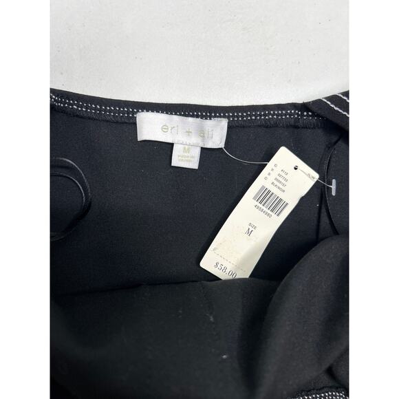 Anthropologie Eri + Ali Fitted Button Down Tank Contrast Stitching. Black Size M - Picture 4 of 4